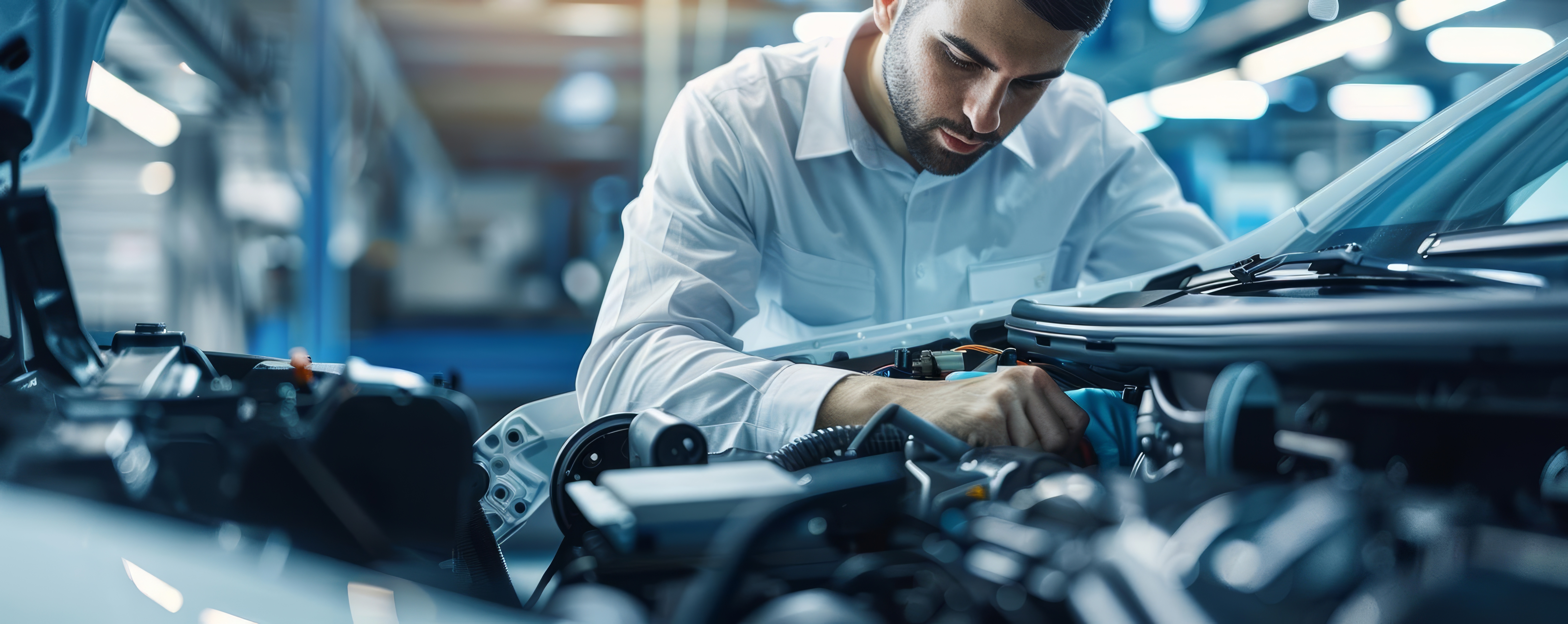 Engineer performing software EV solutions