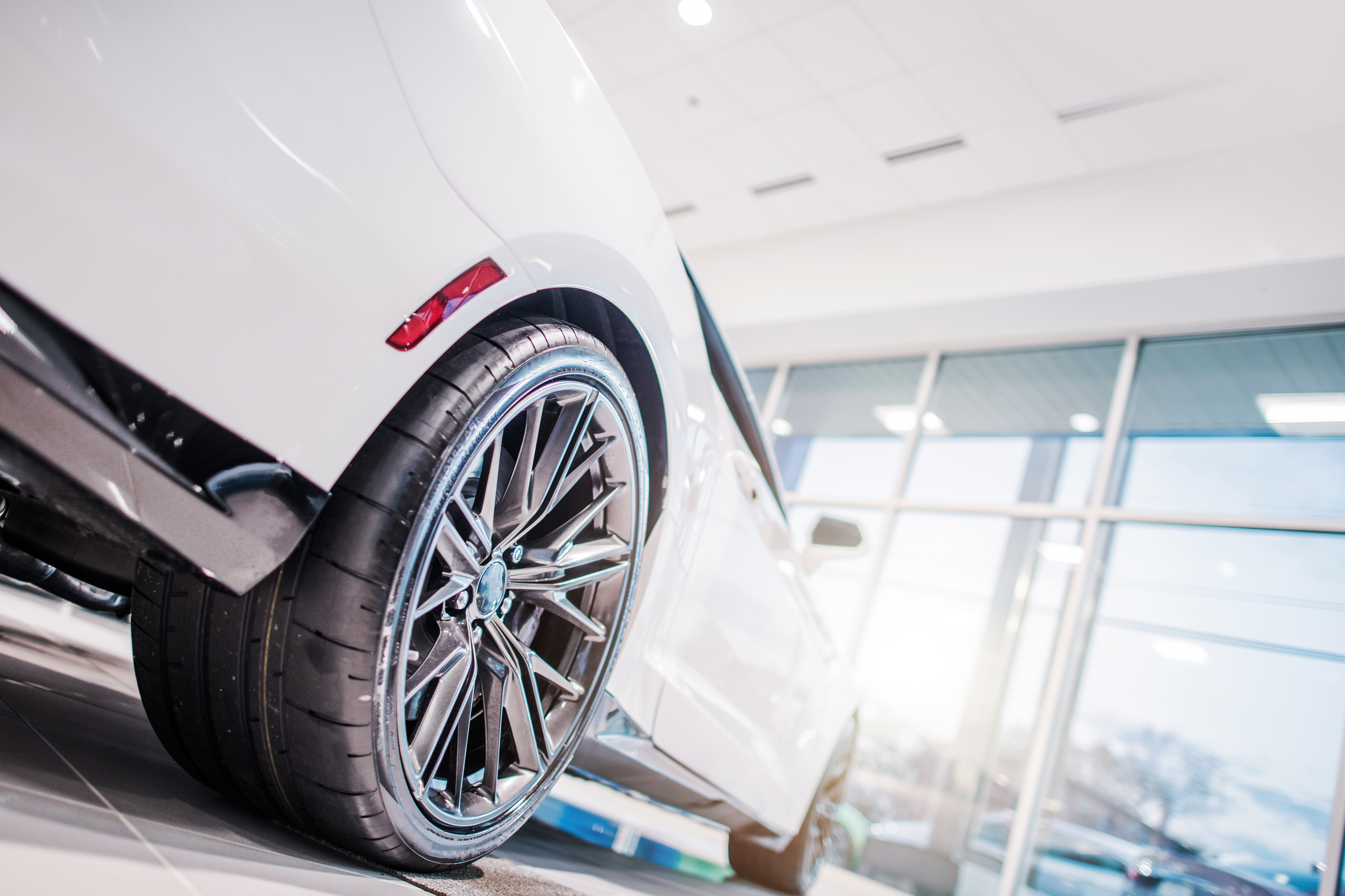 White car in dealership